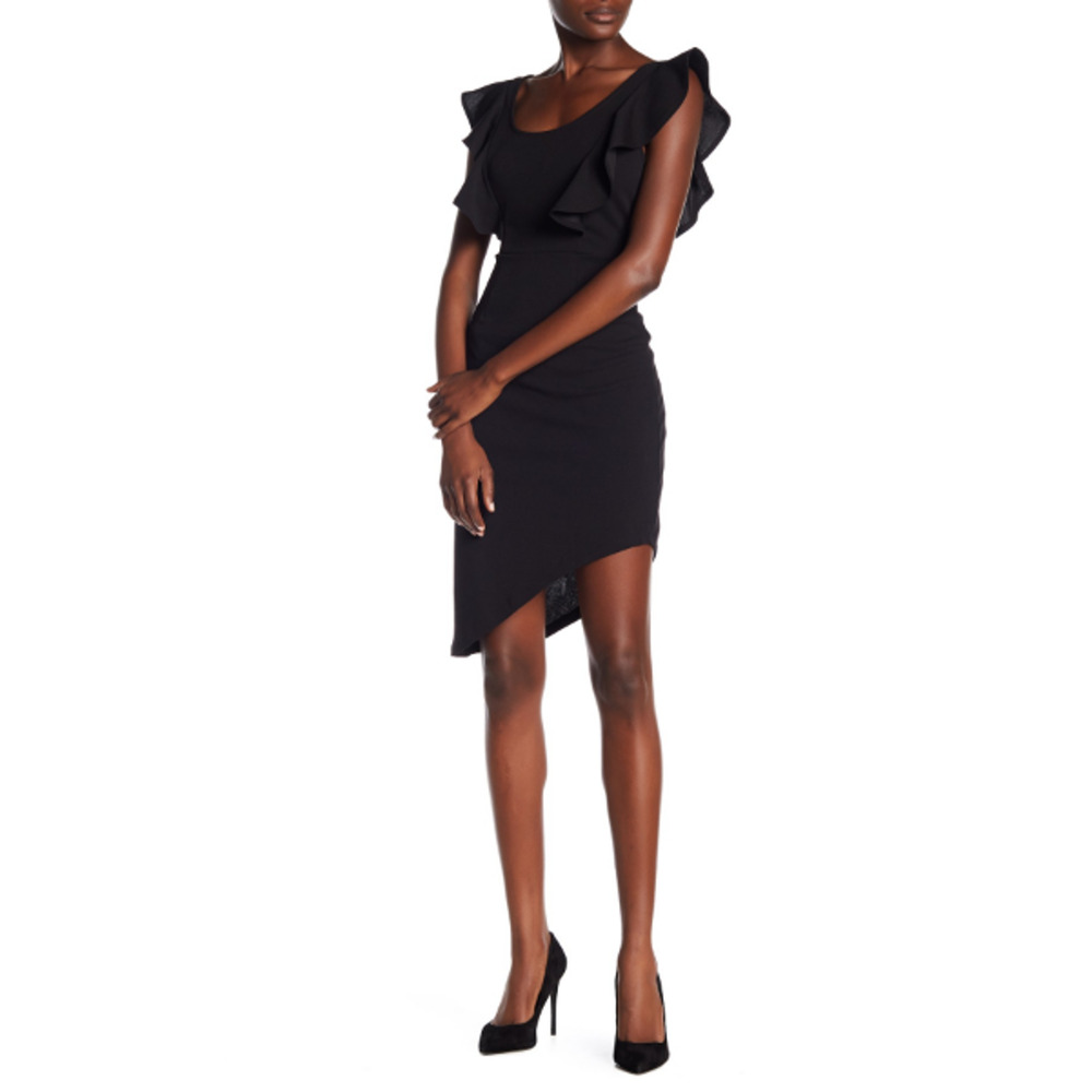 Vanity Room Asymmetrical Ruffle Dress Black Size M